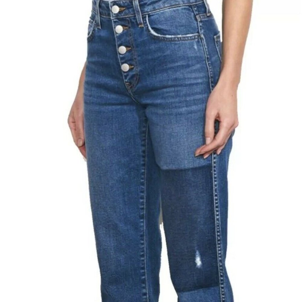 Sundry Love Rainbow Patch Button Fly Cropped Jean… - image 2